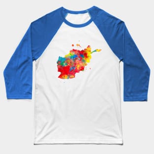 Afghanistan Watercolor Map Painting - Red Baseball T-Shirt